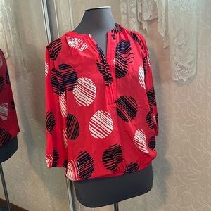 Women’s Dana Buchman red and polka dot blouse size Med